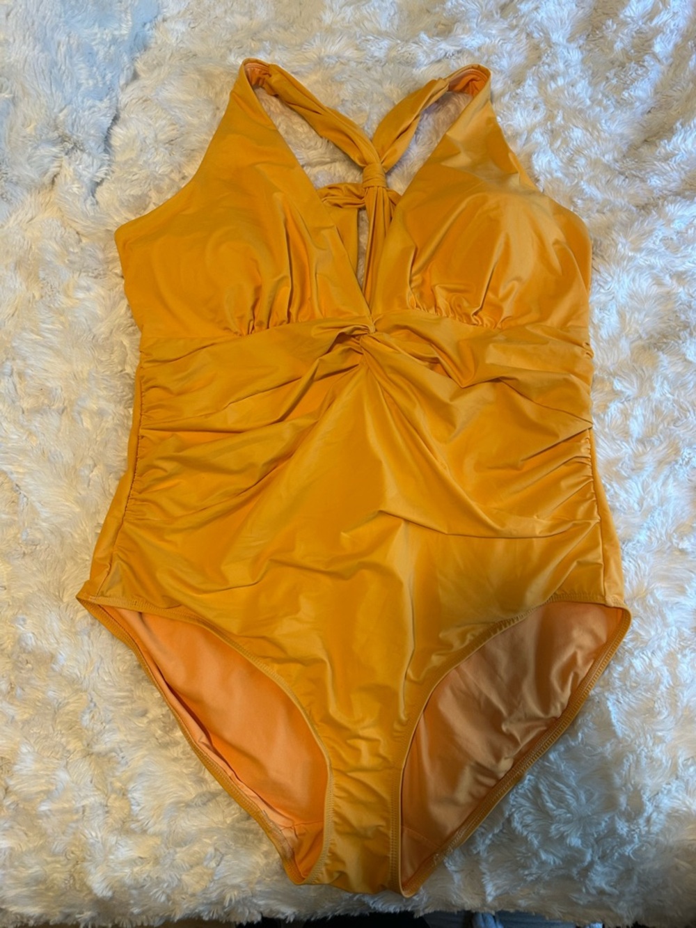 Mustard Yellow One-Piece Twist Front Swimsuit